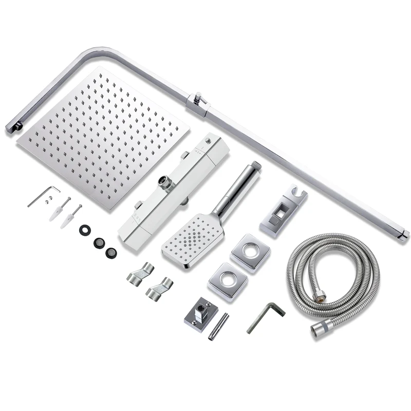AICA Colonne de douche thermostatique élégante, ensemble de douche thermostatique avec robinet réglable en hauteur