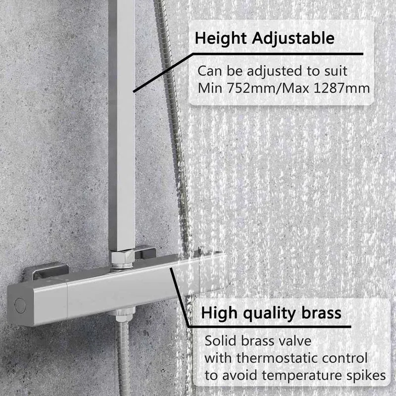 AICA Colonne de douche thermostatique élégante, ensemble de douche thermostatique avec robinet réglable en hauteur