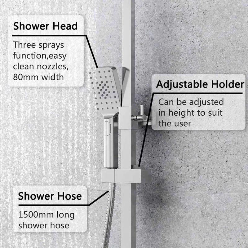 AICA Colonne de douche thermostatique élégante, ensemble de douche thermostatique avec robinet réglable en hauteur