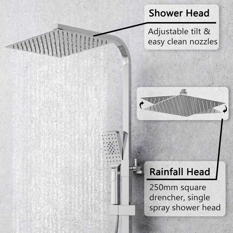 AICA Colonne de douche thermostatique élégante, ensemble de douche thermostatique avec robinet réglable en hauteur