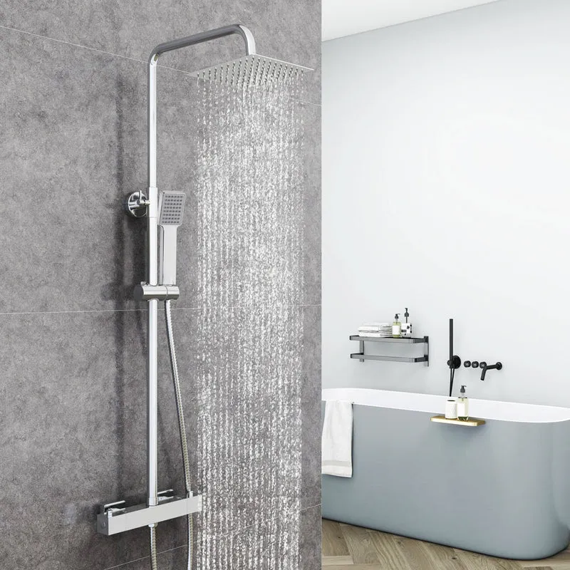 AICA Colonne de Douche, Colonne de Douche Chrome pour , Colonne de Douche avec Mitigeur, Ensemble de Douche Réglable en Hauteur
