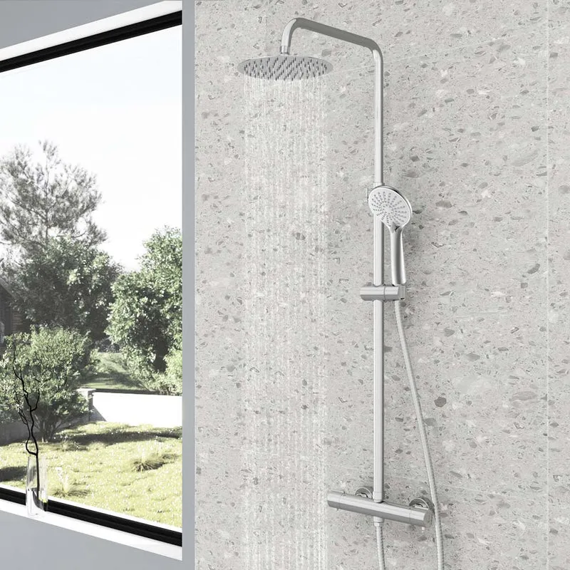 AICA Colonne de douche cascade thermostatique avec douchette et douche de tête, set de douche réglable en acier inoxydable