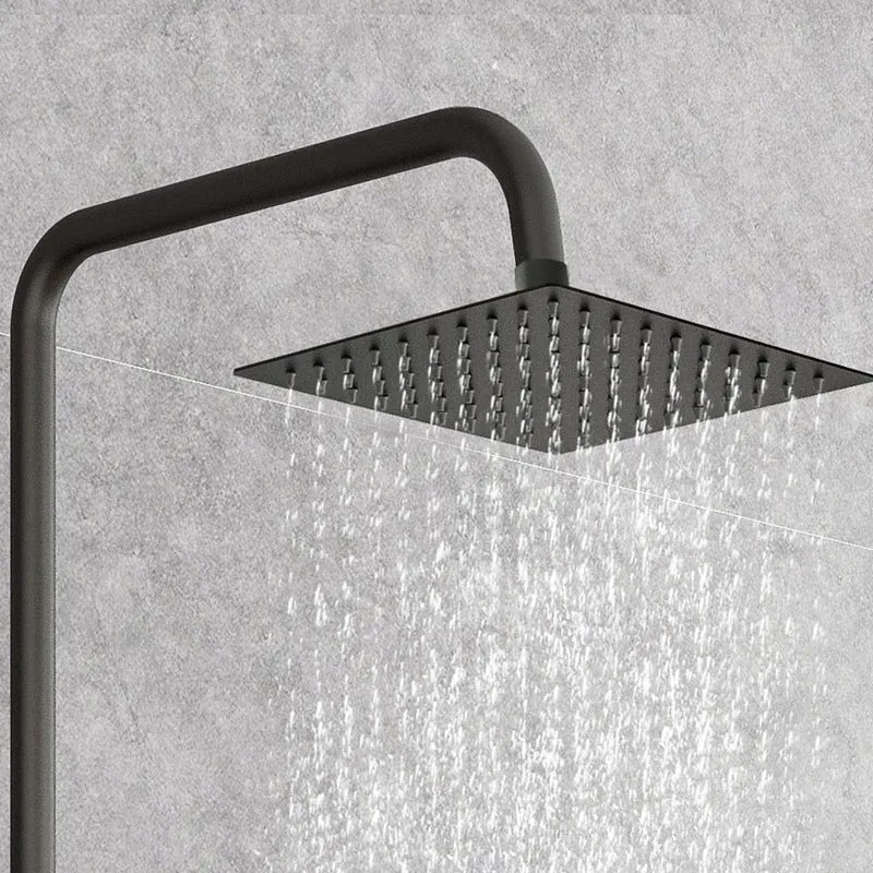 AICA Colonne de douche thermostatique, Acier inoxydable Pomme 200mm+Douchette 3 jets, Noir