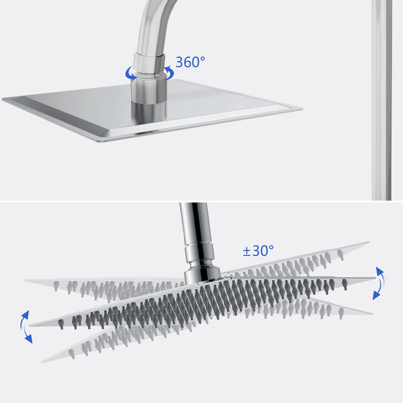 AICA Colonne de Douche Thermostatique Réglable Hauteur,Tête Douche Pommeau à Main 3 Jets