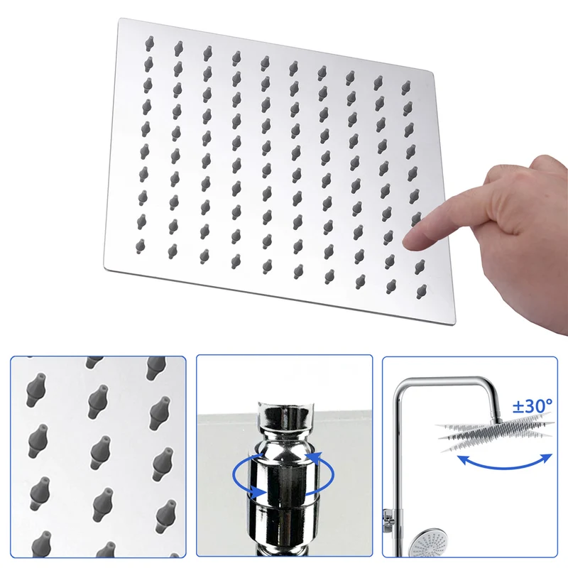 AICA Colonne de Douche Thermostatique Réglable Hauteur,Tête Douche Pommeau à Main 3 Jets