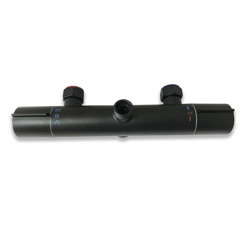 AICA Colonne de douche thermostatique, Acier inoxydable Pomme 200mm+Douchette 3 jets, Noir
