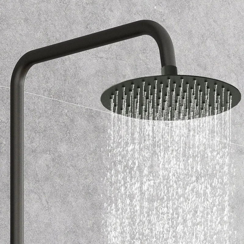AICA Colonne de douche thermostatique, Acier inoxydable Pomme 200mm+Douchette 3 jets, Noir
