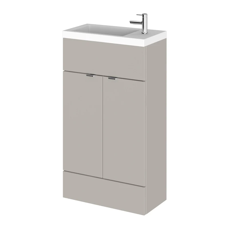 Fusion 500mm Slmline Floor Standing Vanity Unit & Basin - Pebble Grey Matt