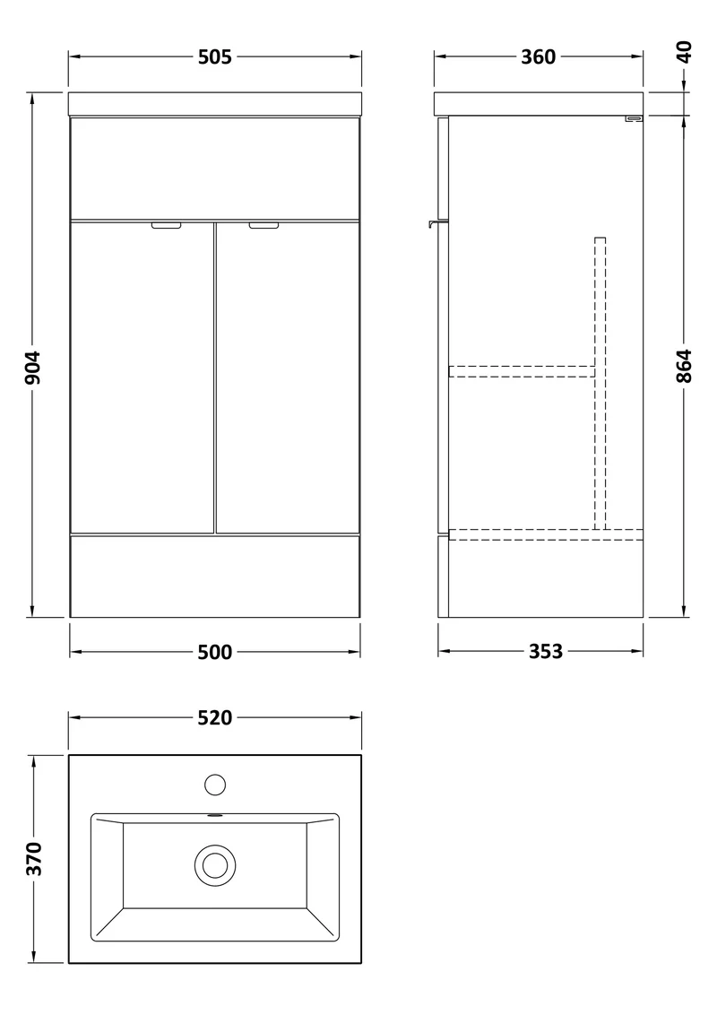 Fusion 500mm Floor Standing Vanity Unit & Ceramic Basin - Bleached Oak Woodgrain