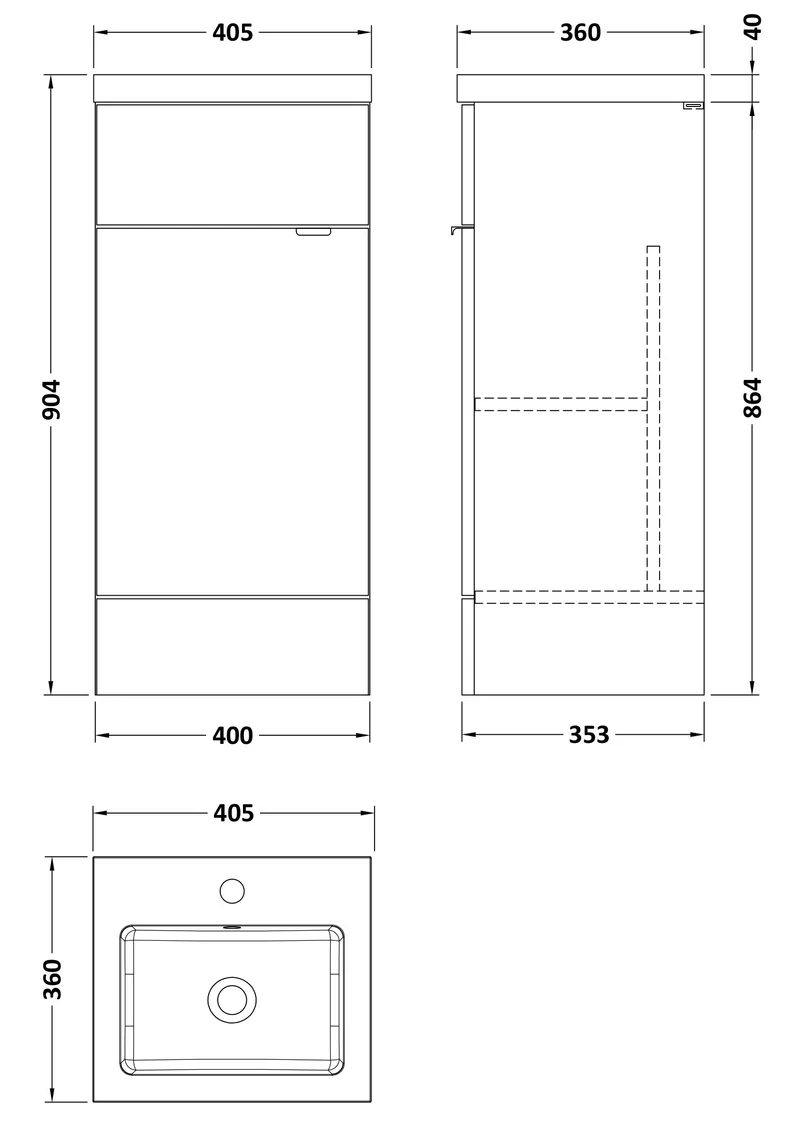 Fusion 400mm Floor Standing Vanity Unit & Polymarble Basin - Bleached Oak Woodgrain