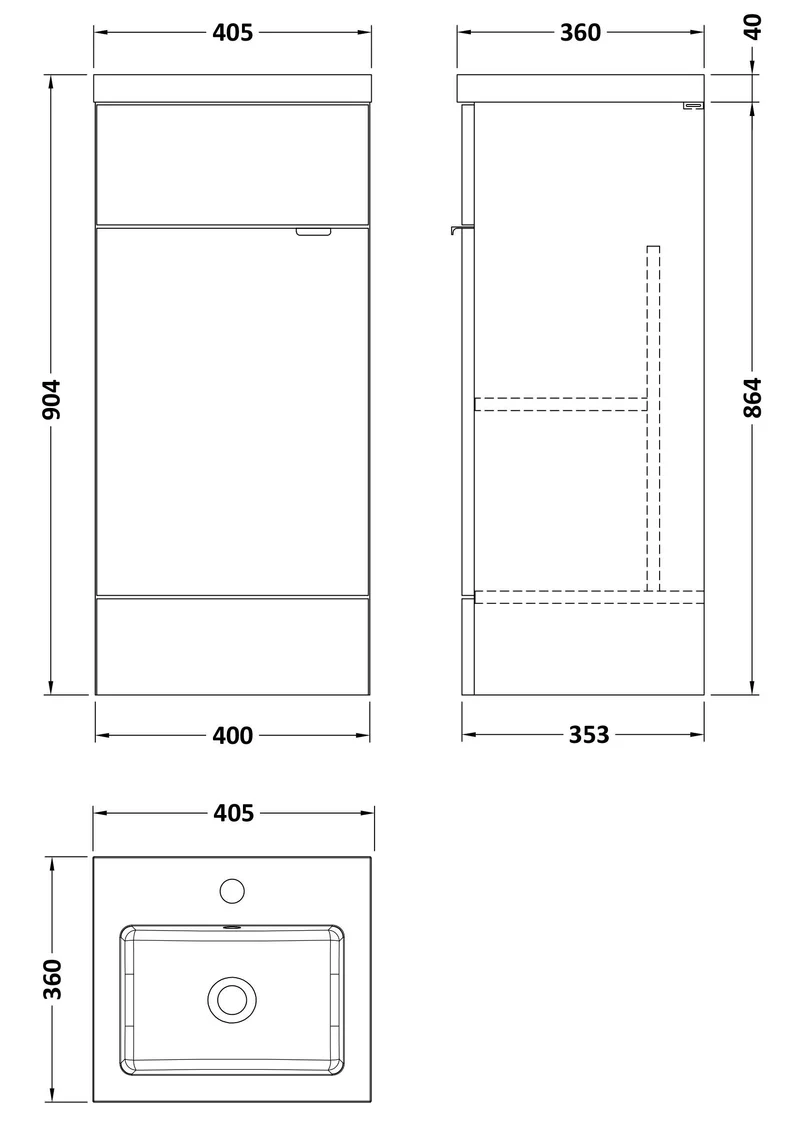 Fusion 400mm Floor Standing Vanity Unit & Polymarble Basin - Bleached Oak Woodgrain