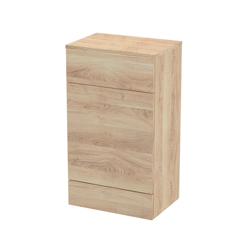 Fusion 500mm Floor Standing WC Unit With Matching Top - Bleached Oak Woodgrain