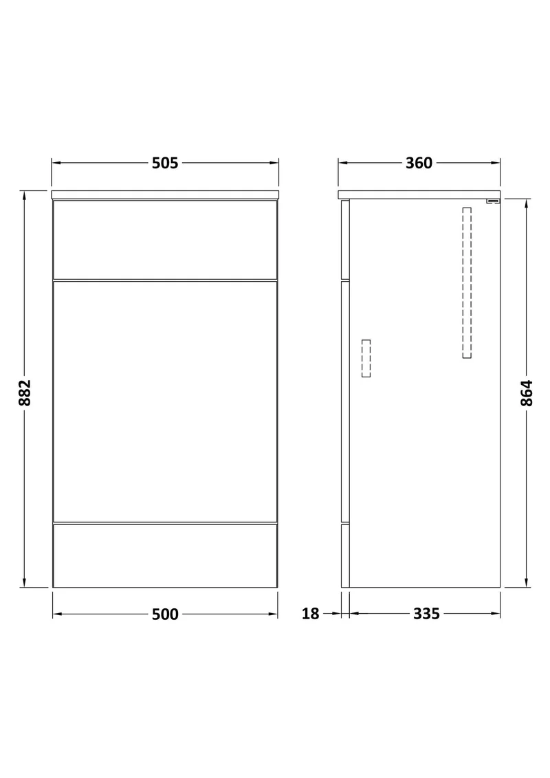 Fusion 500mm Floor Standing WC Unit With Matching Top - Bleached Oak Woodgrain