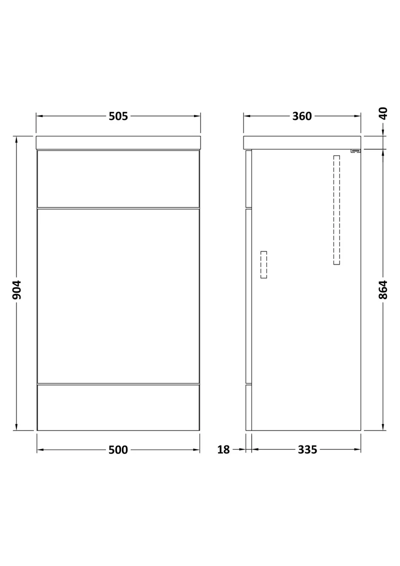 Fusion 500mm Floor Standing WC Unit With Polymarble Top - Bleached Oak Woodgrain