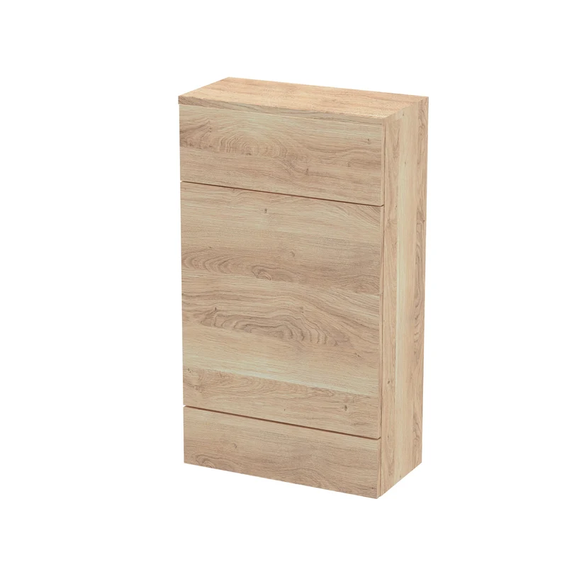 Fusion 500mm Slimline Floor Standing WC Unit With Matching Top - Bleached Oak Woodgrain