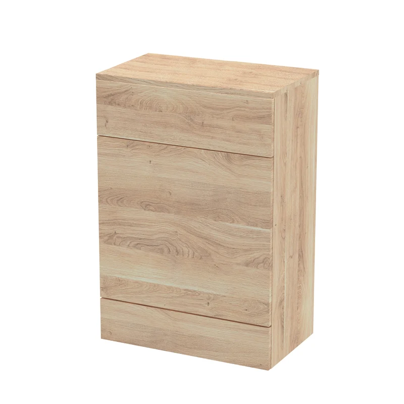 Fusion 600mm Floor Standing WC Unit With Matching Top - Bleached Oak Woodgrain