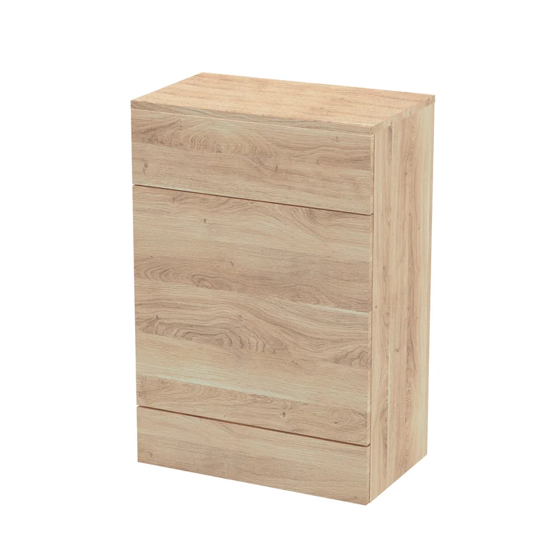 Fusion 600mm Floor Standing WC Unit With Matching Top - Bleached Oak Woodgrain