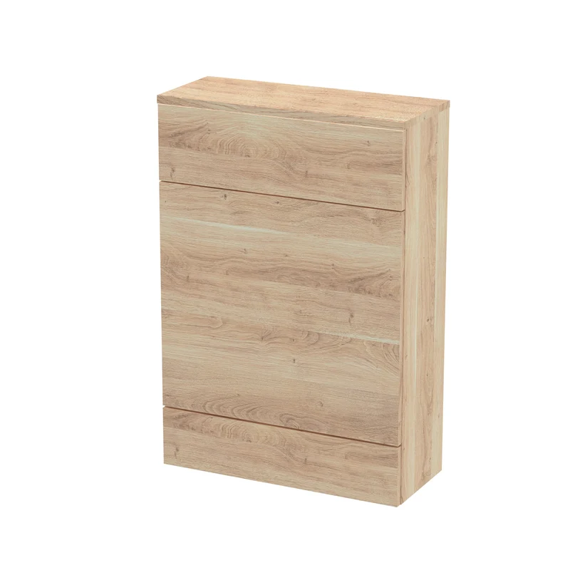 Fusion 600mm Slimline Floor Standing WC Unit With Matching Top - Bleached Oak Woodgrain