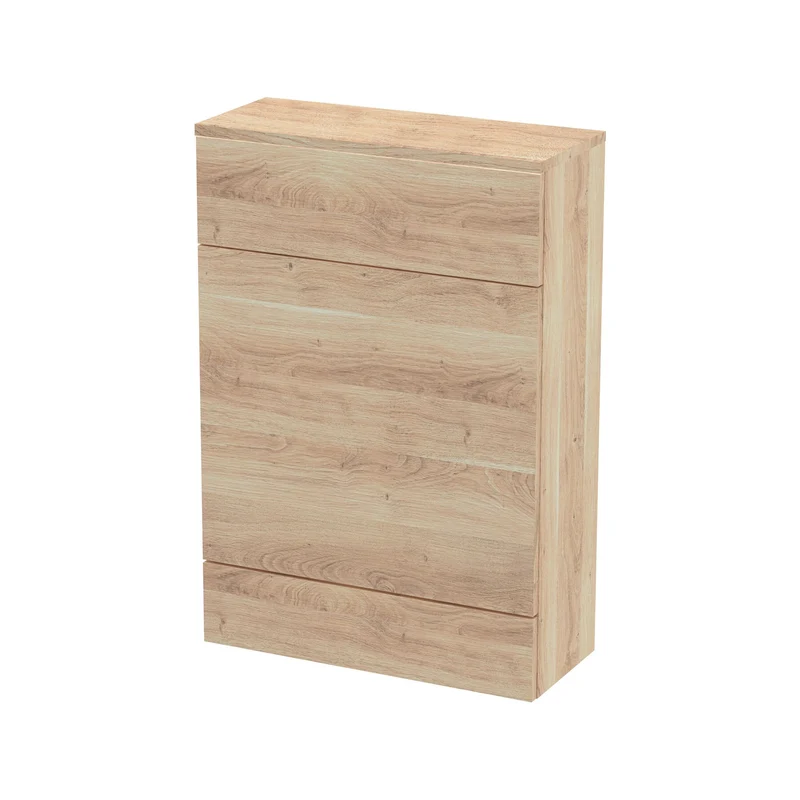 Fusion 600mm Slimline Floor Standing WC Unit With Matching Top - Bleached Oak Woodgrain