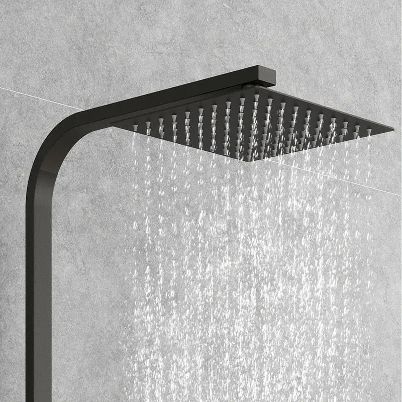 AICA Noir Colonne de Douche Thermostatique avec Mitigeur Hauteur Réglable Système Mitigeur Thermostatique Douche