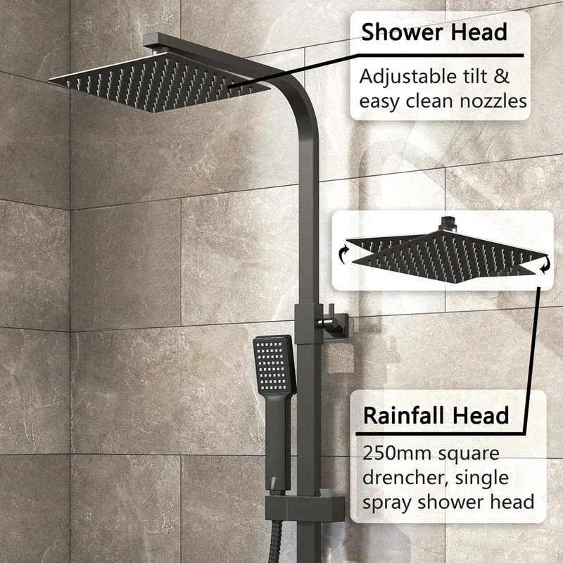 AICA 25 cm Colonne de douche thermostatique carrée de avec robinet thermostatique