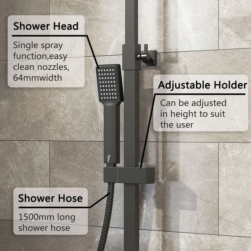 AICA 25 cm Colonne de douche thermostatique carrée de avec robinet thermostatique