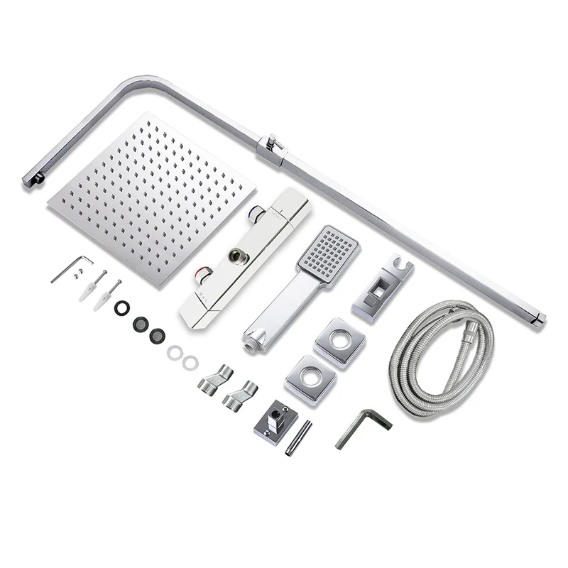 AICA 25cm Colonne de douche thermostatique carrée de avec robinet thermostatique