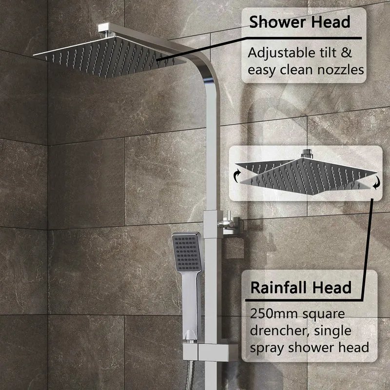 AICA 25cm Colonne de douche thermostatique carrée de avec robinet thermostatique