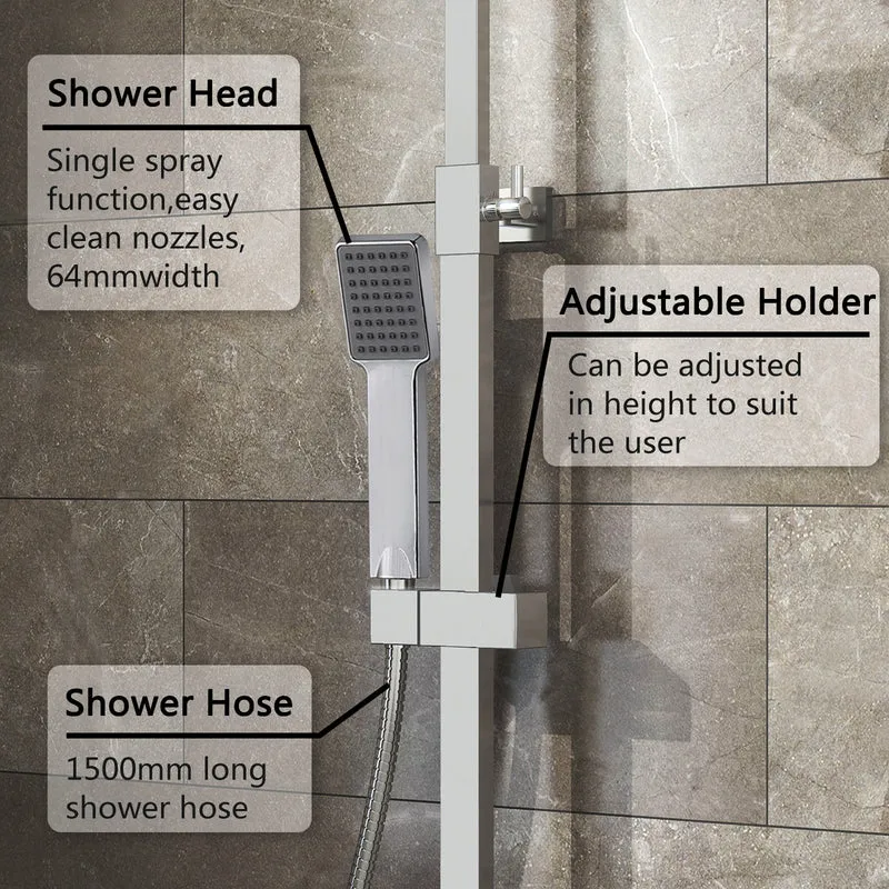 AICA 25cm Colonne de douche thermostatique carrée de avec robinet thermostatique