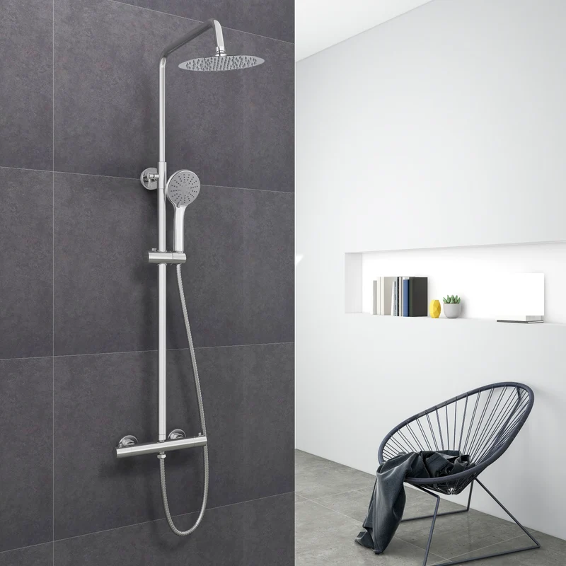 AICA Colonne de douche thermostatique, ensemble de douche rond réglable en hauteur