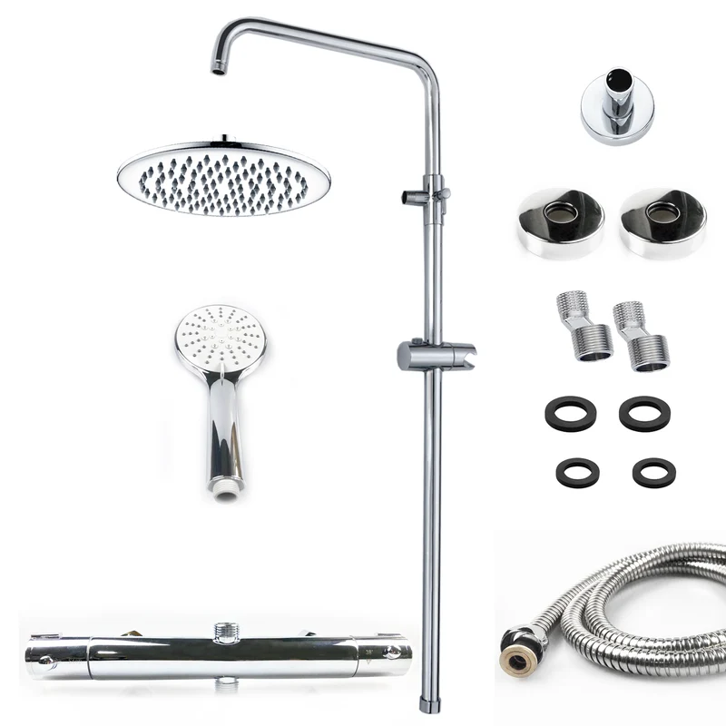 AICA Colonne de douche thermostatique, ensemble de douche rond réglable en hauteur