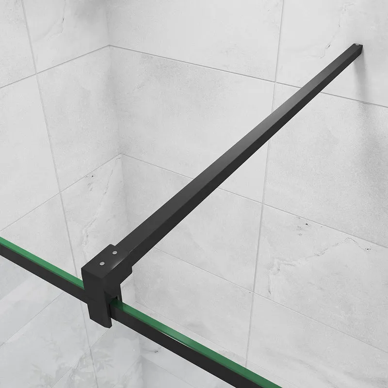 AICA paroi de douche noire 80-140x200cm paroi de douche à l'italienne en 8mm verre anticalcaire avec barre de fixation 140cm en carré