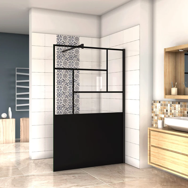 AICA paroi de douche 90-120 x200cm modèle WBPR avec une barre de fixation carrée 90cm