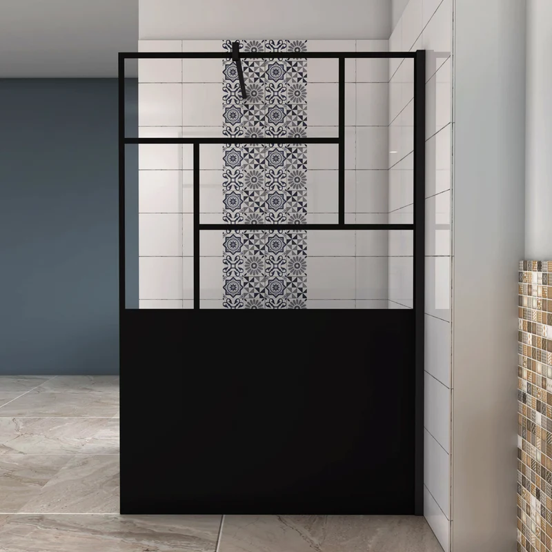 AICA paroi de douche 90-120 x200cm modèle WBPR avec une barre de fixation carrée 90cm