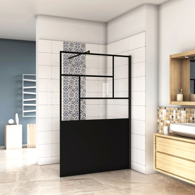 AICA paroi de douche 90-120 x200cm modèle WBPR avec une barre de fixation extensible ronde