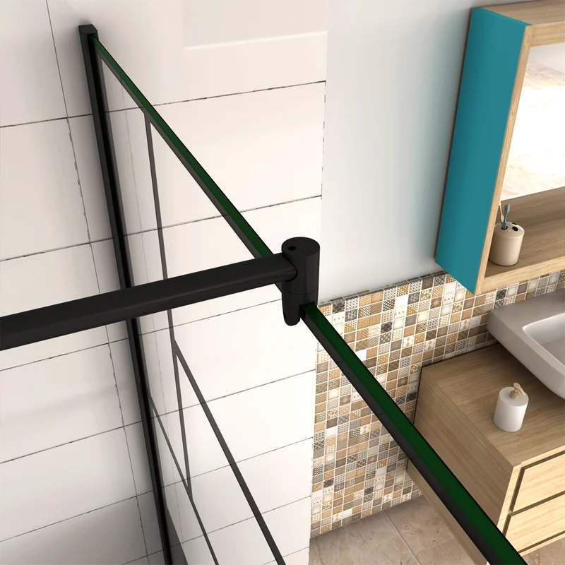 AICA paroi de douche 90-120 x200cm modèle WBPR avec une barre de fixation extensible ronde