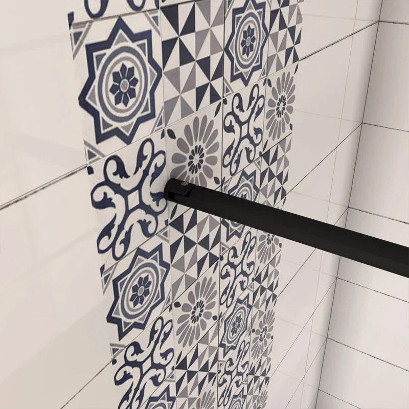 AICA paroi de douche 90-120 x200cm modèle WBPR avec une barre de fixation extensible ronde