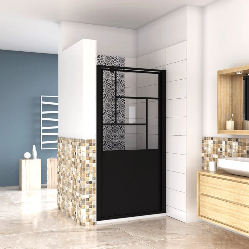 AICA porte de douche noire 80-120 x200cm modèle BPR