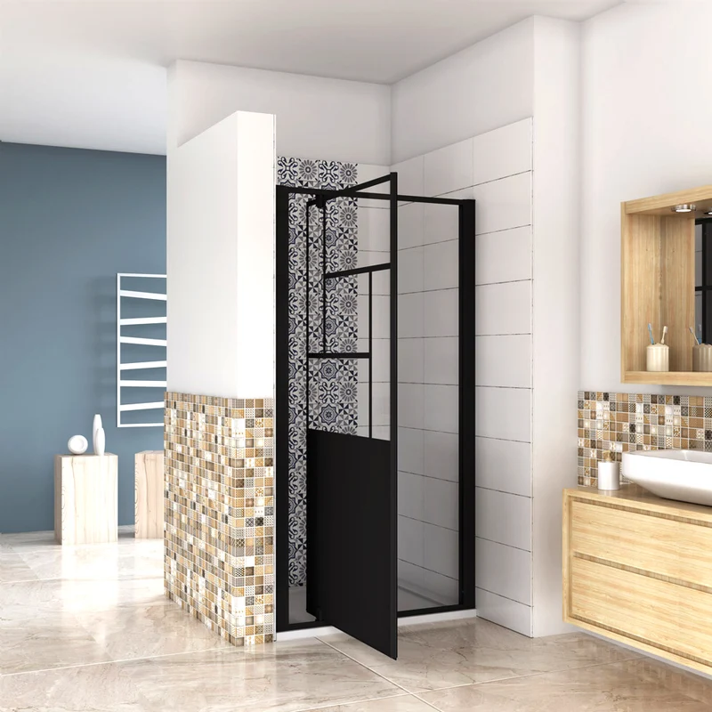 AICA porte de douche noire 80-120 x200cm modèle BPR