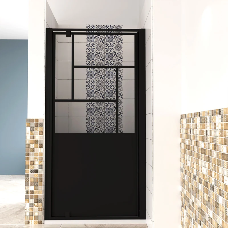 AICA porte de douche noire 80-120 x200cm modèle BPR