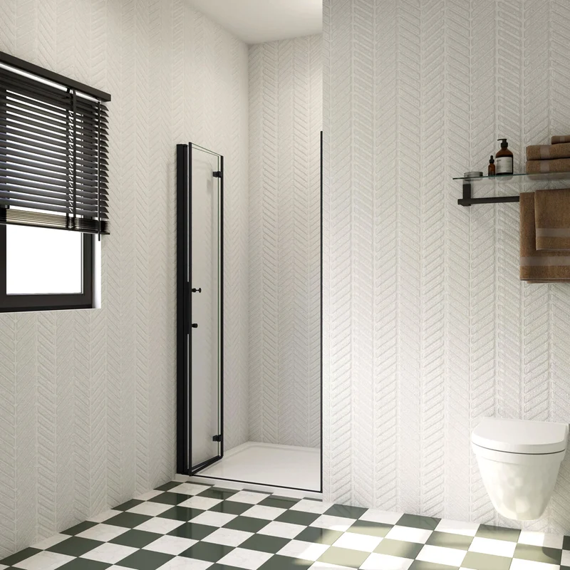 AICA porte de douche noire H.195cm en verre anticalcaire