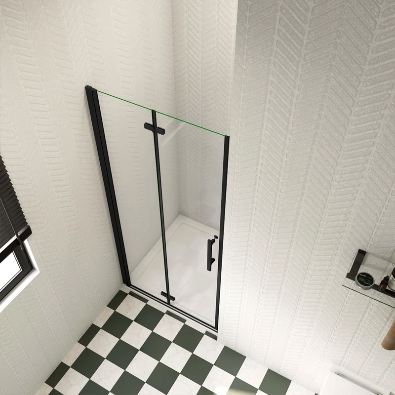 AICA porte de douche noire H.195cm en verre anticalcaire