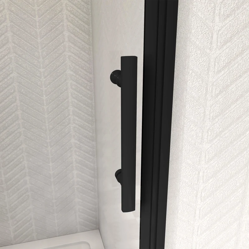 AICA porte de douche noire H.195cm en verre anticalcaire