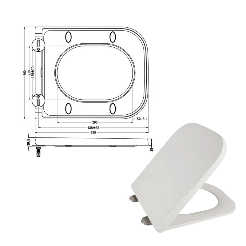 AICA WC à poser Sans Bride Rimless Avec Abattant Soft-Close 54x36x42cm