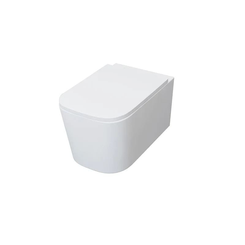 AICA WC Suspendu Sans Bride 52x36x36cm Avec Abattant Soft-Close - Blanc