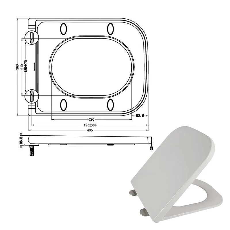 AICA WC Suspendu Sans Bride 52x36x36cm Avec Abattant Soft-Close - Blanc