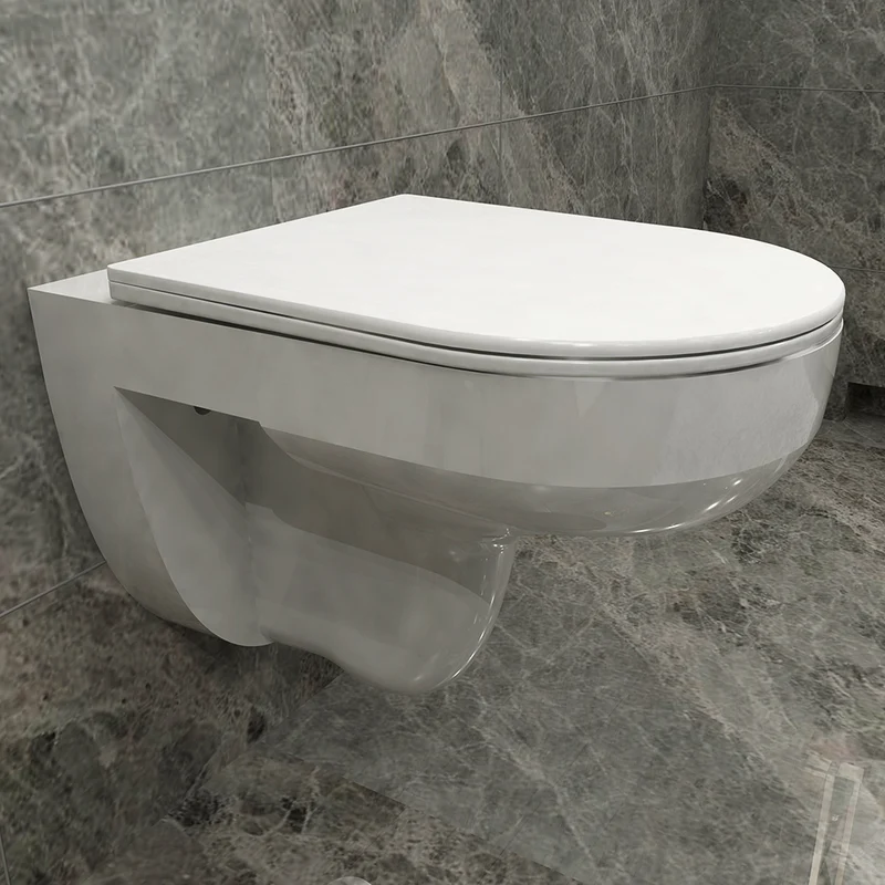 AICA WC Suspendu Sans Bride Avec Abattant Ultra Fin Soft-Close