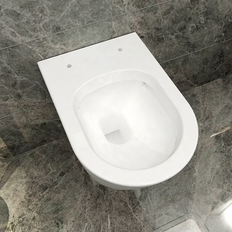 AICA WC Suspendu Avec Abattant Ultra Fin Soft-Close Sans Bride Blanc