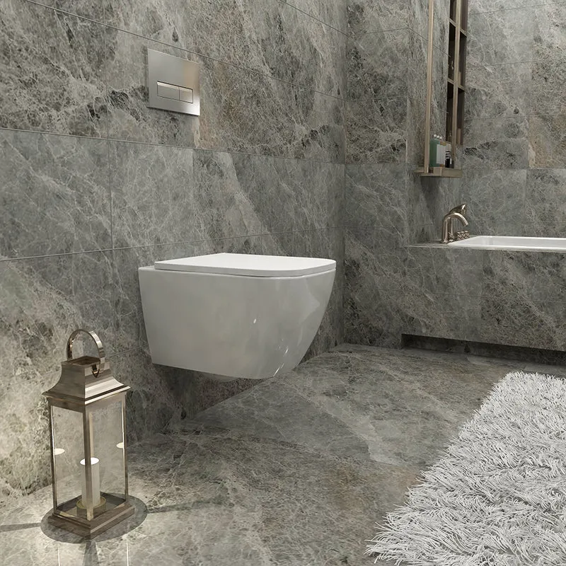 AICA WC Suspendu Sans Bride Avec Abattant Soft-Close Blanc U