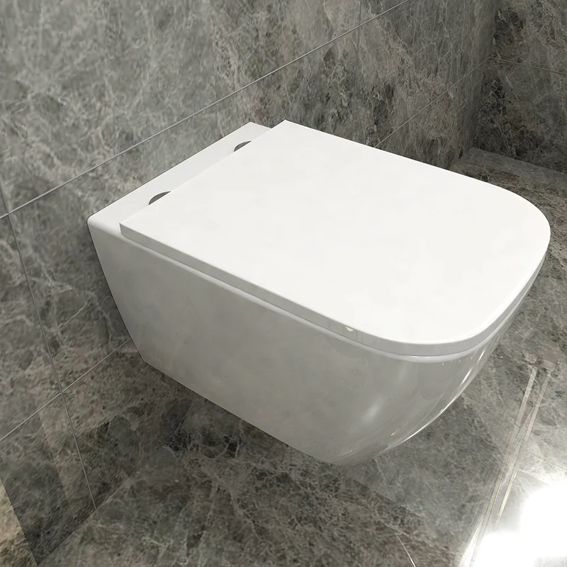 AICA WC Suspendu Sans Bride Avec Abattant Soft-Close Blanc U